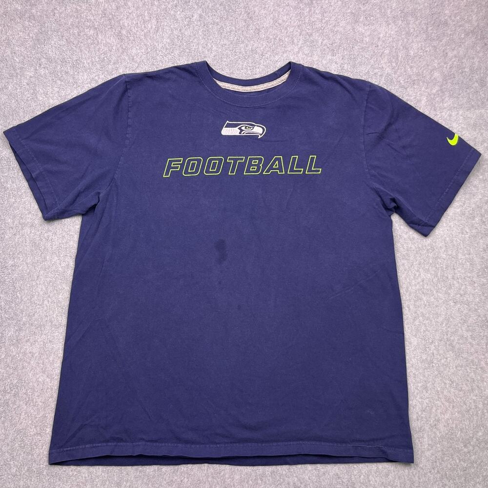 Nike Seattle Seahawks T-Shirt Mens XL Blue Cotton Football NFL Short Sleeve